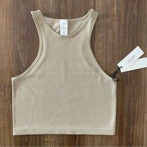 Calvin Klein Performance Womens Ribbed Crop Racerback Tank Top Size Large